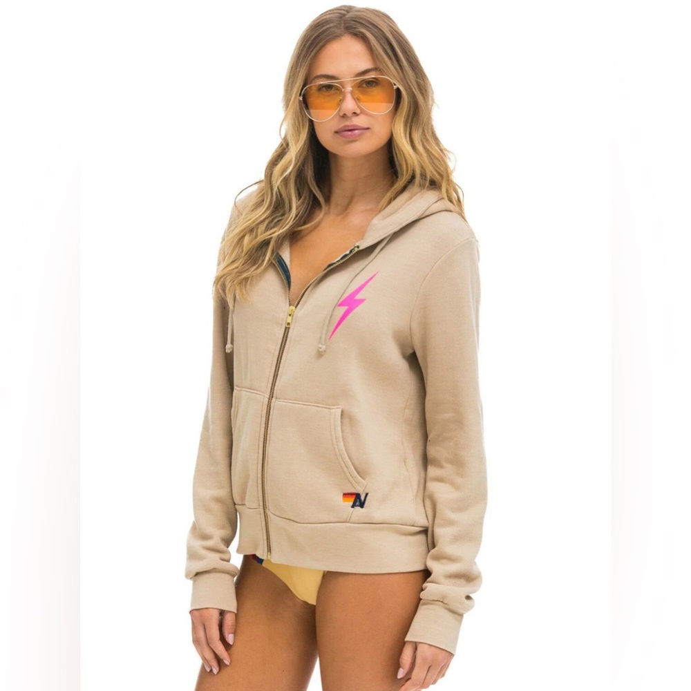 Aviator Nation Bolt Z Hoodie in Sand Neon Pink